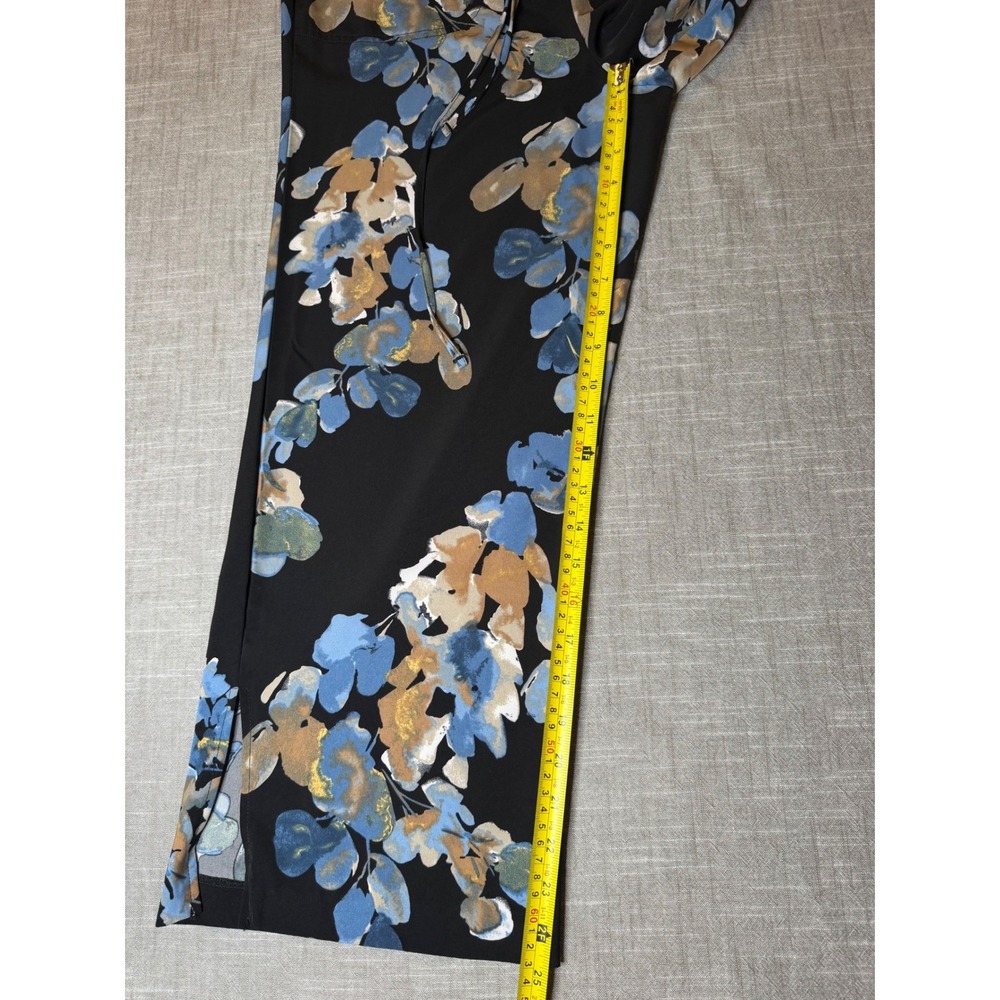 Jules & Leopold Floral Wide Leg Pull On Crop Pants Black Blue CHU24829 Small - Picture 5 of 10